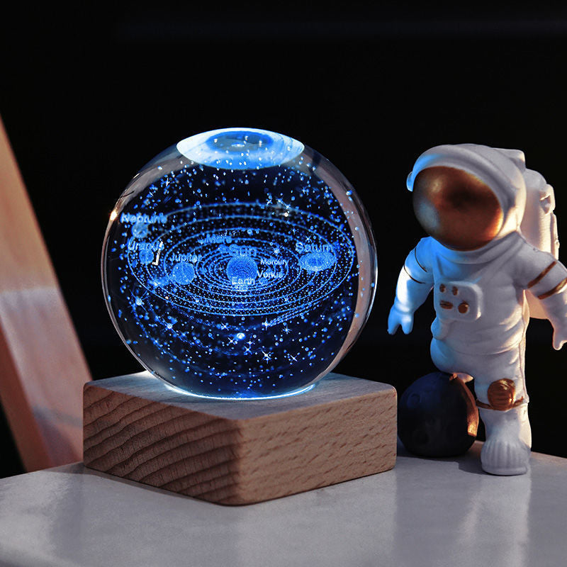 Lampe de veilleuse boule de cristal 3D Galaxy