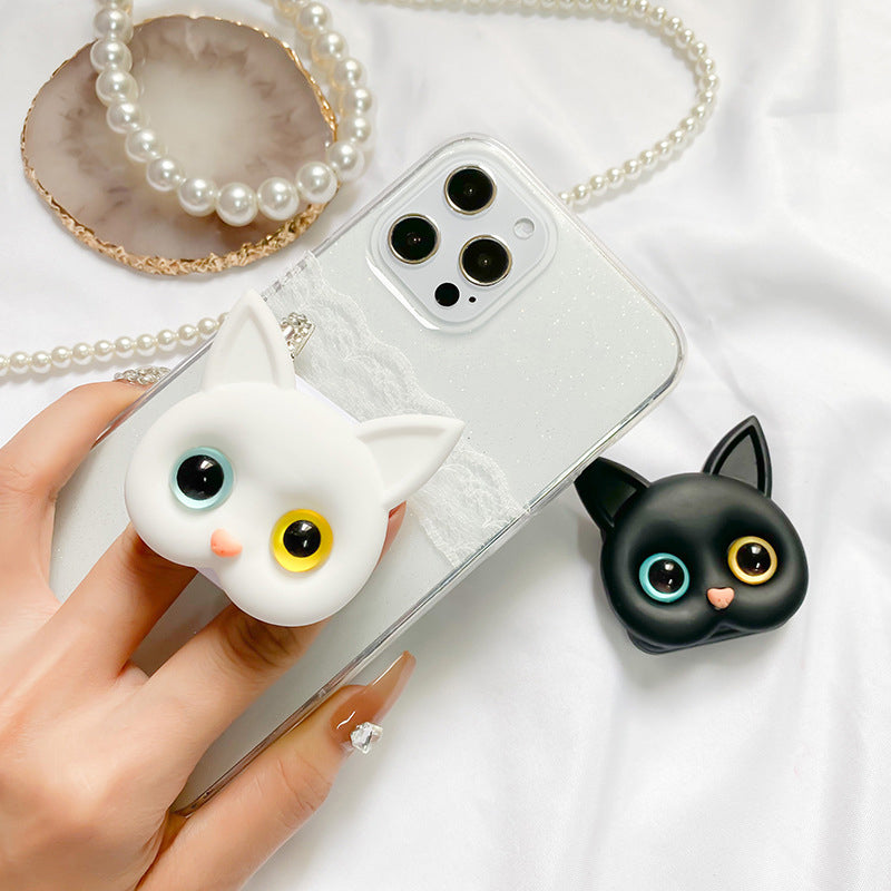 Support de téléphone chat 3D portable avec miroir de maquillage