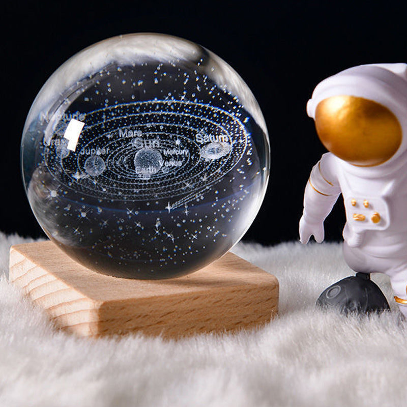 Lampe de veilleuse boule de cristal 3D Galaxy