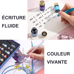 Stylo de Calligraphie en Verre avec Encre et Porte-stylo