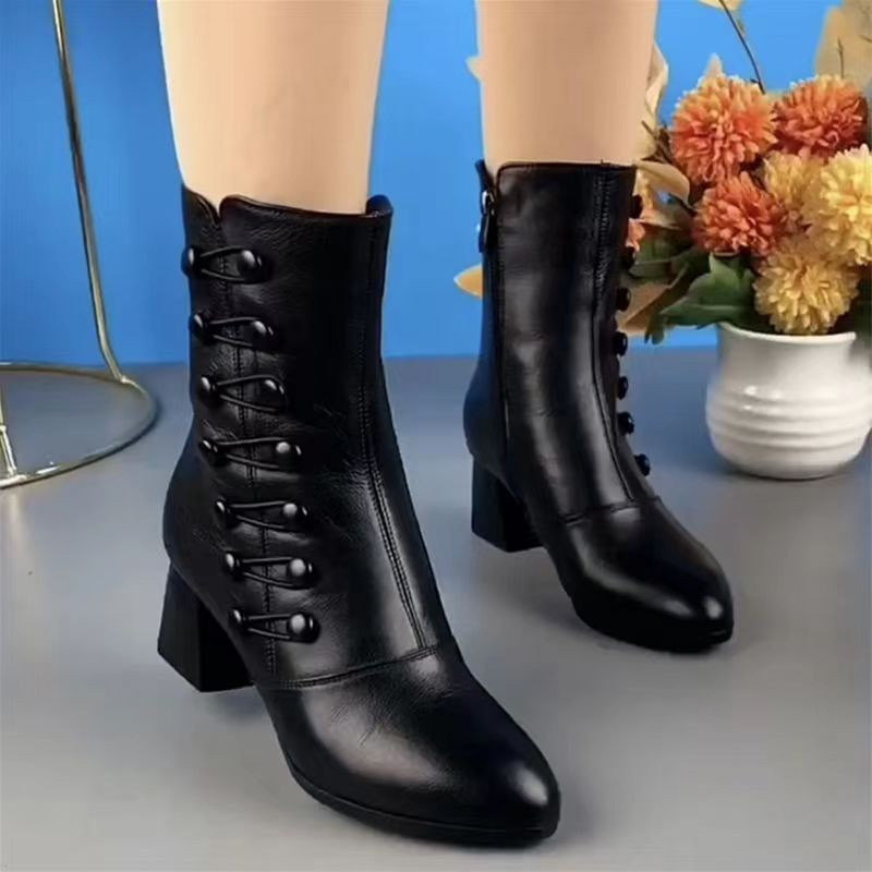 Bottines en cuir à bouts chauds pour femmes