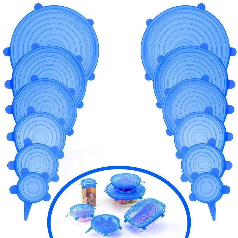 6-Pieces Bleu Couvercles De Bol Silicone - ciaovie