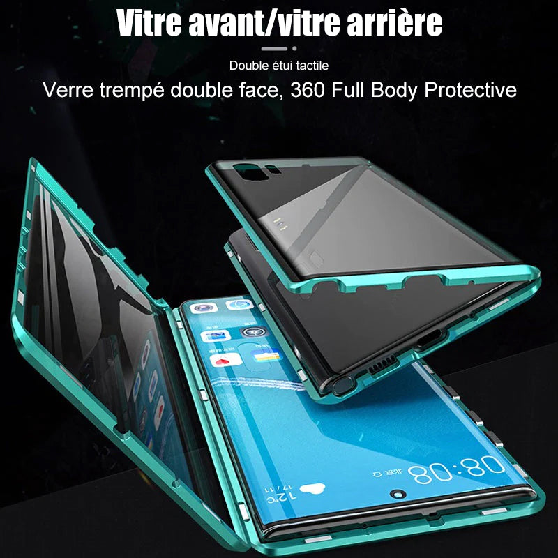 Étui de téléphone double face en verre trempé magnétique pour Samsung