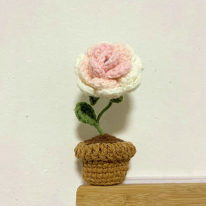 Fleurs en pot au crochet tricotées à la main