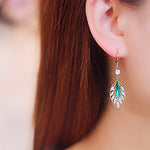 Boucles d'Oreilles en Acorite Verte en forme de Feuille