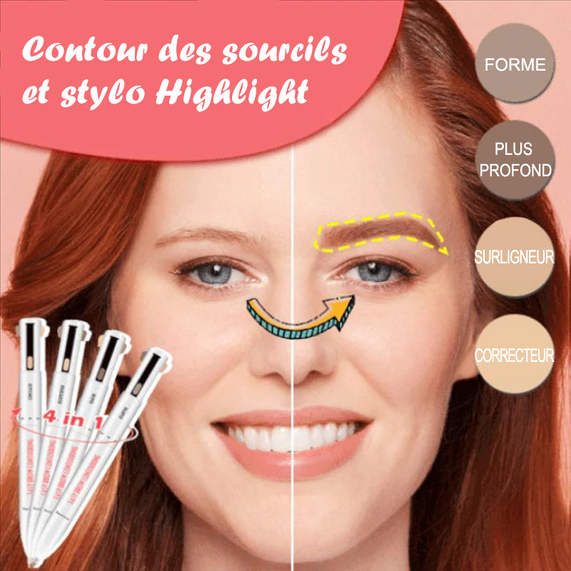 Stylo 4-en-1 pour le contour et l'illumination des sourcils