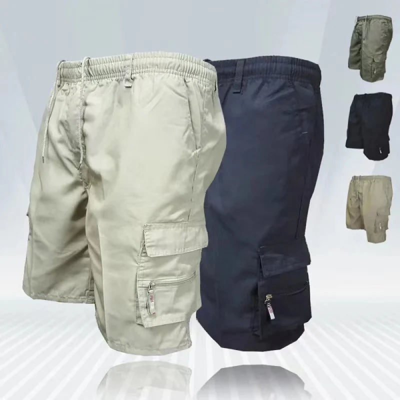 Short cargo décontracté à taille élastiquée pour hommes