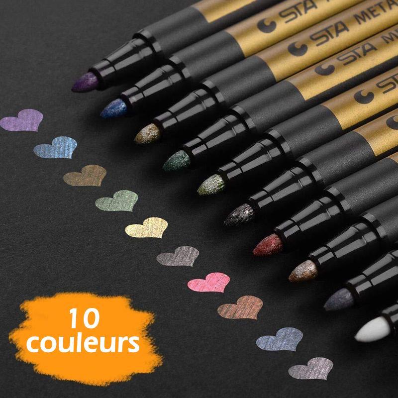 Marqueurs de Peinture Acrylique Imperméables (10 couleurs)