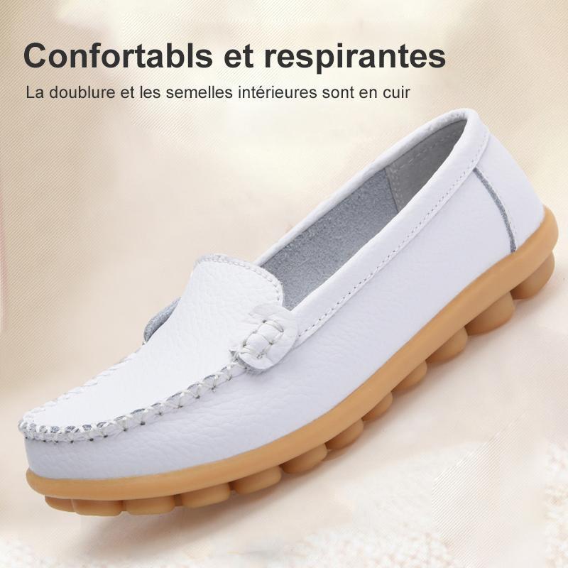 Mocassin Femme en Cuir, Chaussures Femme en Cuir Confortables