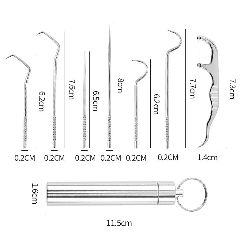 Ensemble De Cure-dents En Acier Inoxydable (7 pièces)