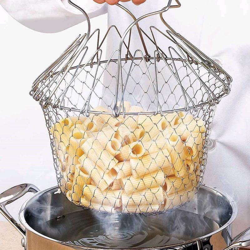 Friture Panier de Chef Pliable en Acier Inoxydable