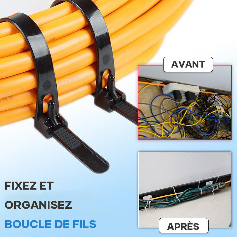 Attaches de Câble Réutilisables (100PCS)