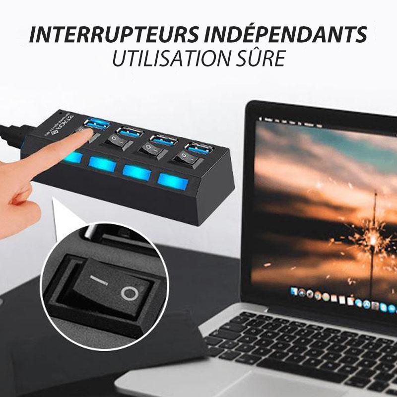 Concentrateur USB Haute Vitesse à Plusieurs Ports avec Interrupteurs Indépendants