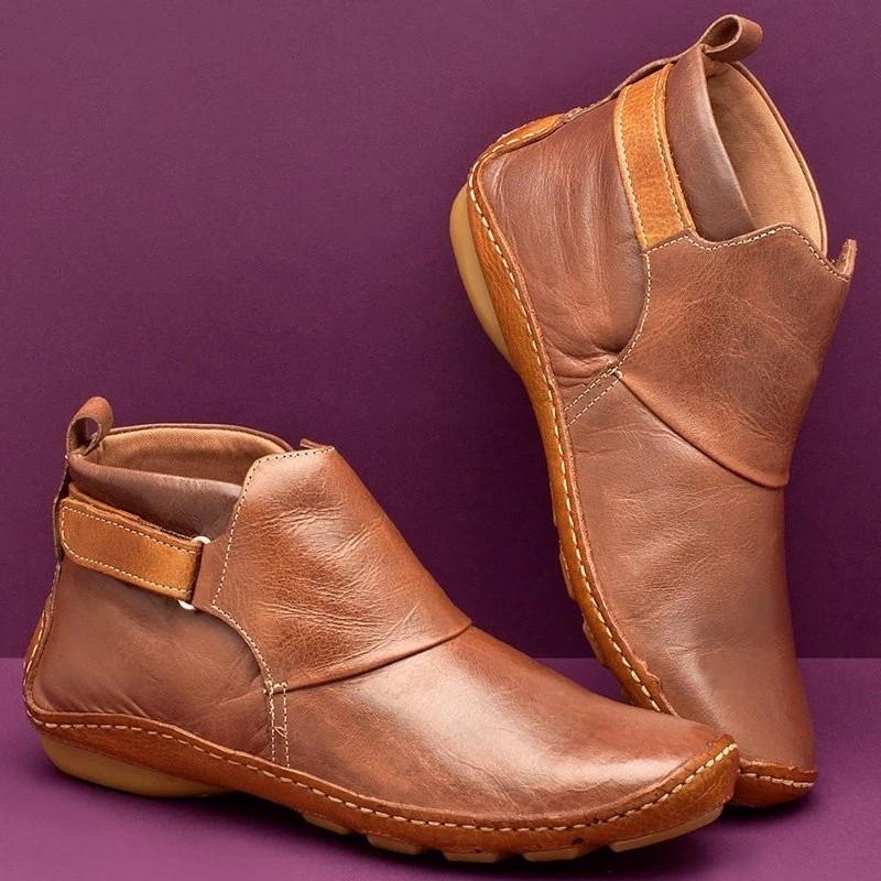 Bottines en Cuir Souple Décontractées et Confortables