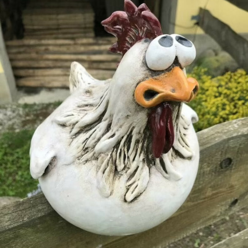 Statue en résine de poule aux grands yeux