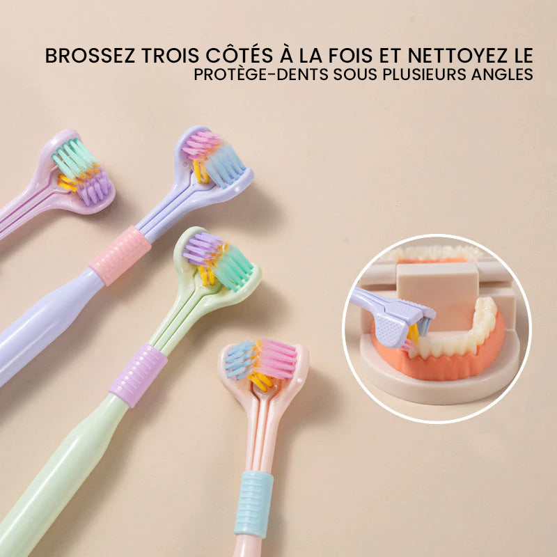 Brosse à dents à trois faces en forme de V