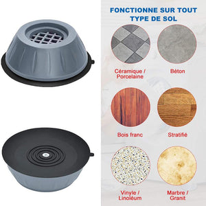 Support de machine à laver anti-vibration (4 pièces)