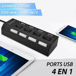 Concentrateur USB Haute Vitesse à Plusieurs Ports avec Interrupteurs Indépendants