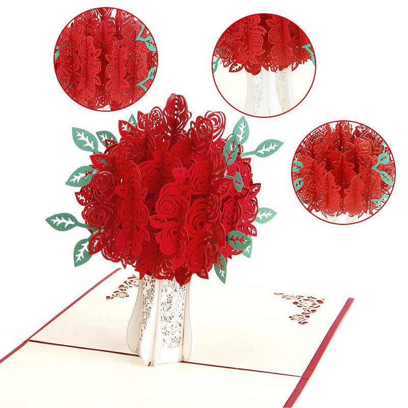 Carte pop-up Bouquet de roses - Carte de la Saint-Valentin