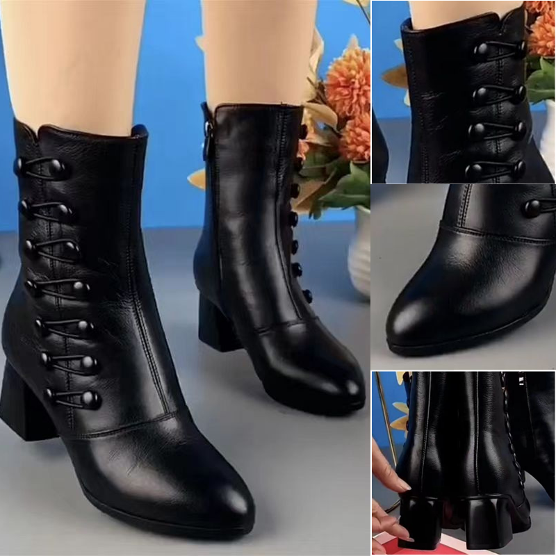 Bottines en cuir à bouts chauds pour femmes