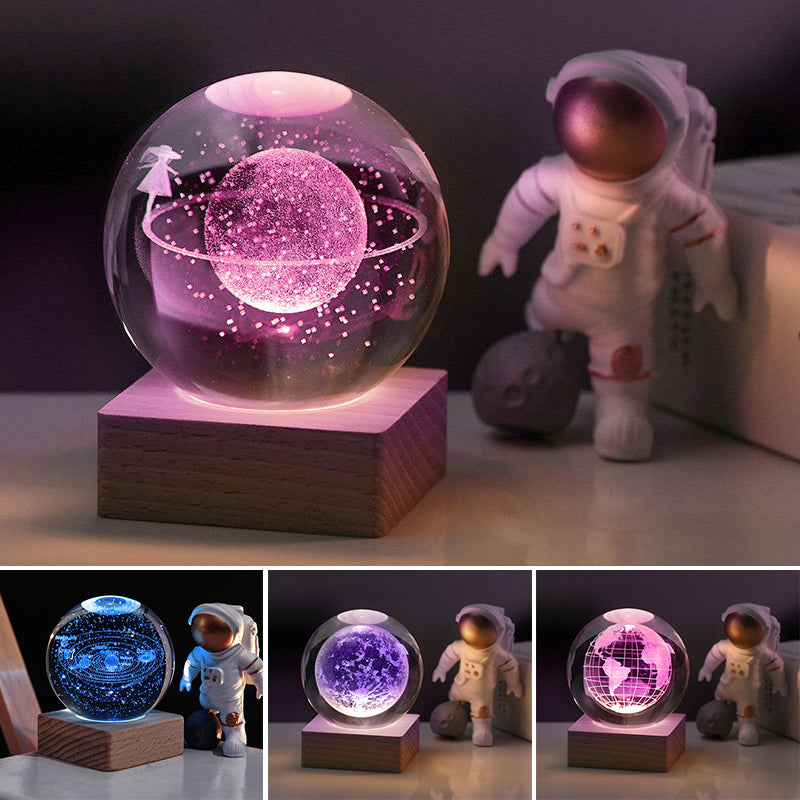 Lampe de veilleuse boule de cristal 3D Galaxy